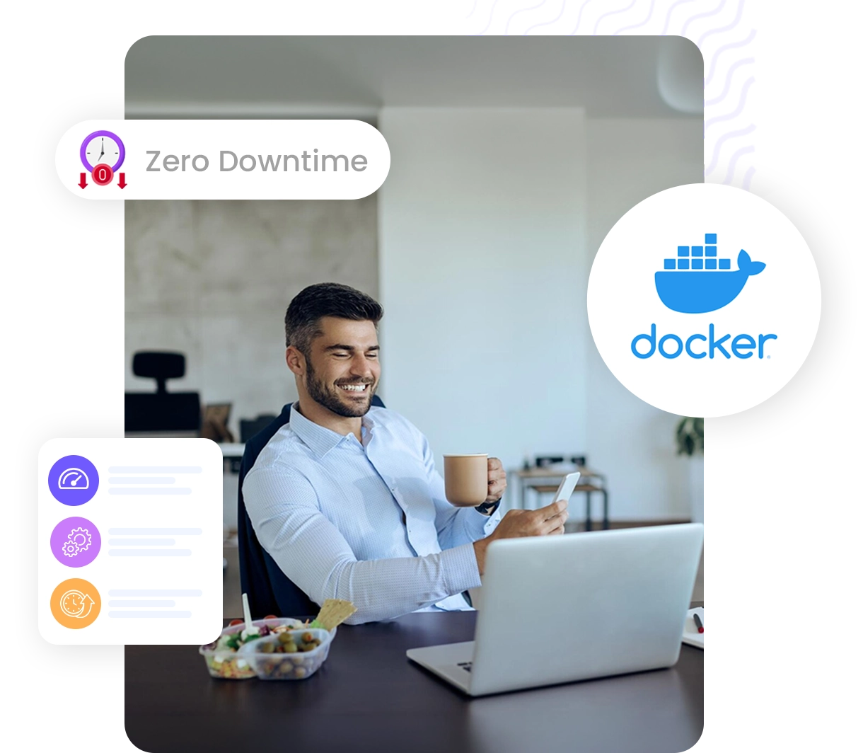 Zero-downtime Docker migration illustration | HiQloud