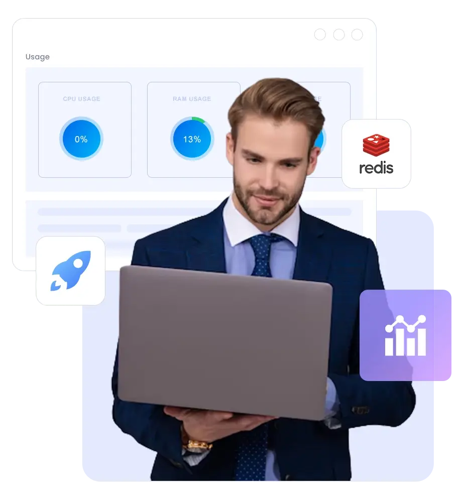 Redis in-memory data store running on managed infrastructure illustration | HiQloud