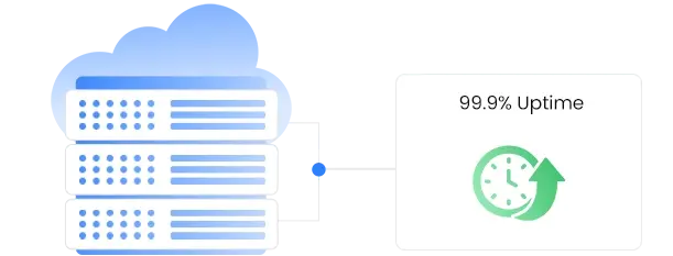Guaranteed 99.9% server uptime icon | HiQloud